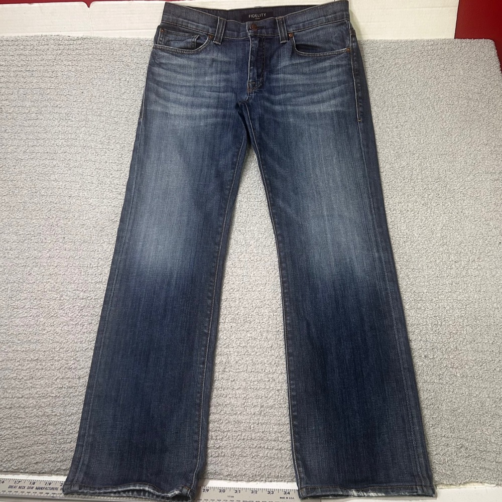 Fidelity Denim Jimmy Straight Leg Jeans 32 Windsor Blue Mens USA Made Designer